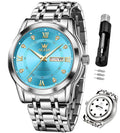 TIMELYST Men’s Analog Quartz Luxury Watch with Green Dial, Stainless Steel Band, Date & Waterproof