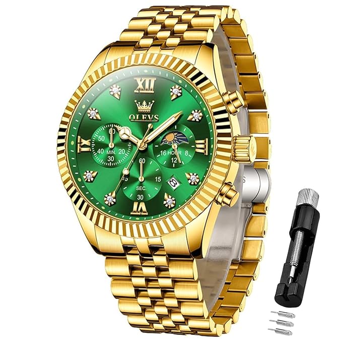 TIMELYST Premium Men’s Quartz Chronograph Watch with Diamond Accents