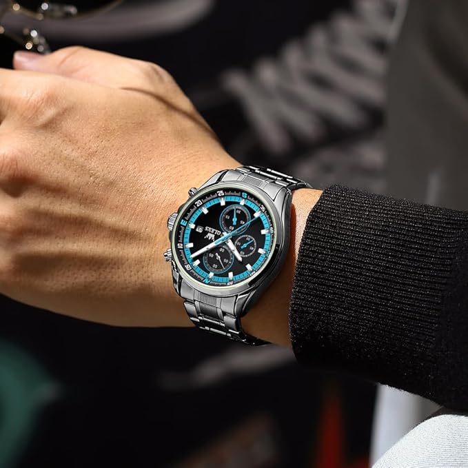 TIMELYST Men’s Business Analog Quartz Watch with Diamond Markers & Date