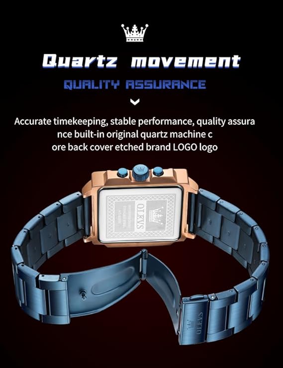 Timelyst Square Watches for Men Brown Leather Chronograph Fashion Business Watch Luminous Waterproof Casual Wrist Watches