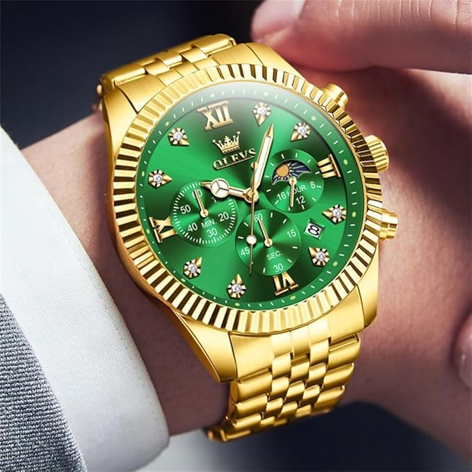 TIMELYST Premium Men’s Quartz Chronograph Watch with Diamond Accents