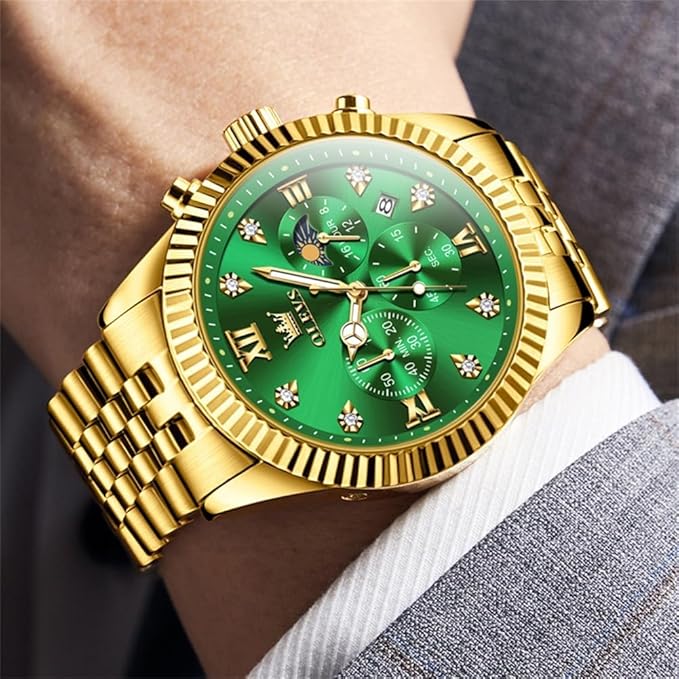 TIMELYST Premium Men’s Quartz Chronograph Watch with Diamond Accents