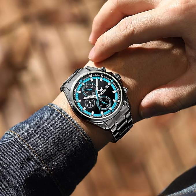 TIMELYST Men’s Business Analog Quartz Watch with Diamond Markers & Date